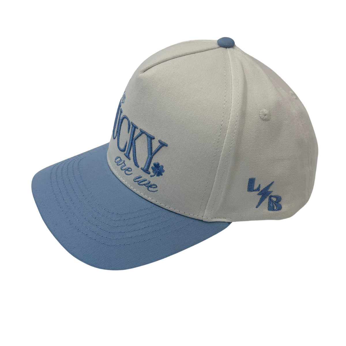 How Lucky are We Cotton Twill Hat: Ocean Blue/Natural