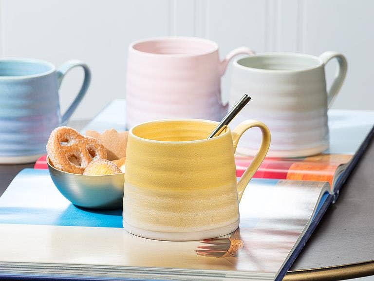 Ridged Mug-Light Blue-3"H(14oz)