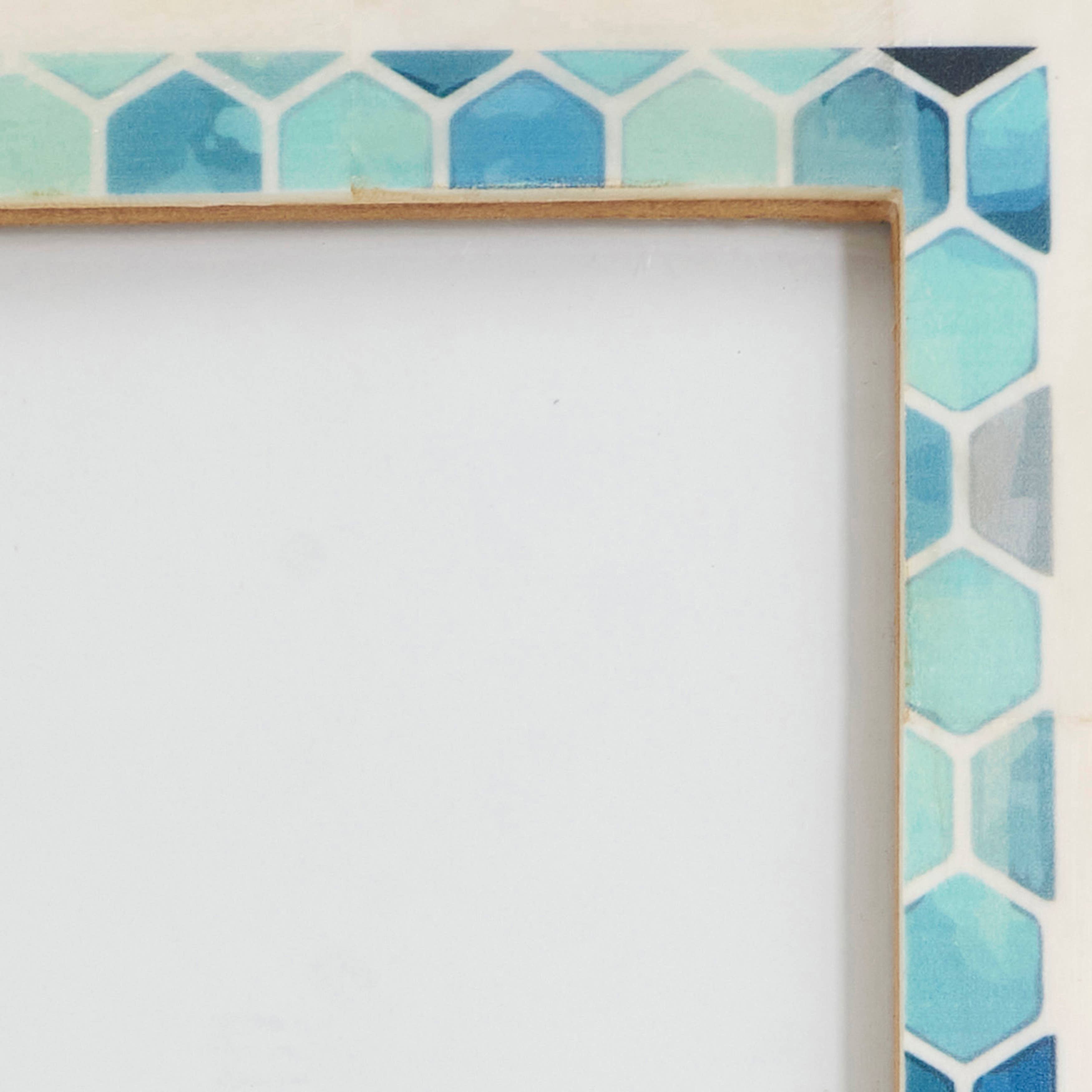 Honeycomb Inspired Bone Photo Frame: Turquoise / 4"x6"