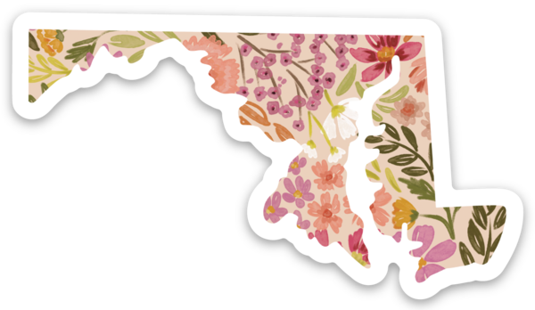 Maryland 3x3in. State Sticker: Countryside Blooms