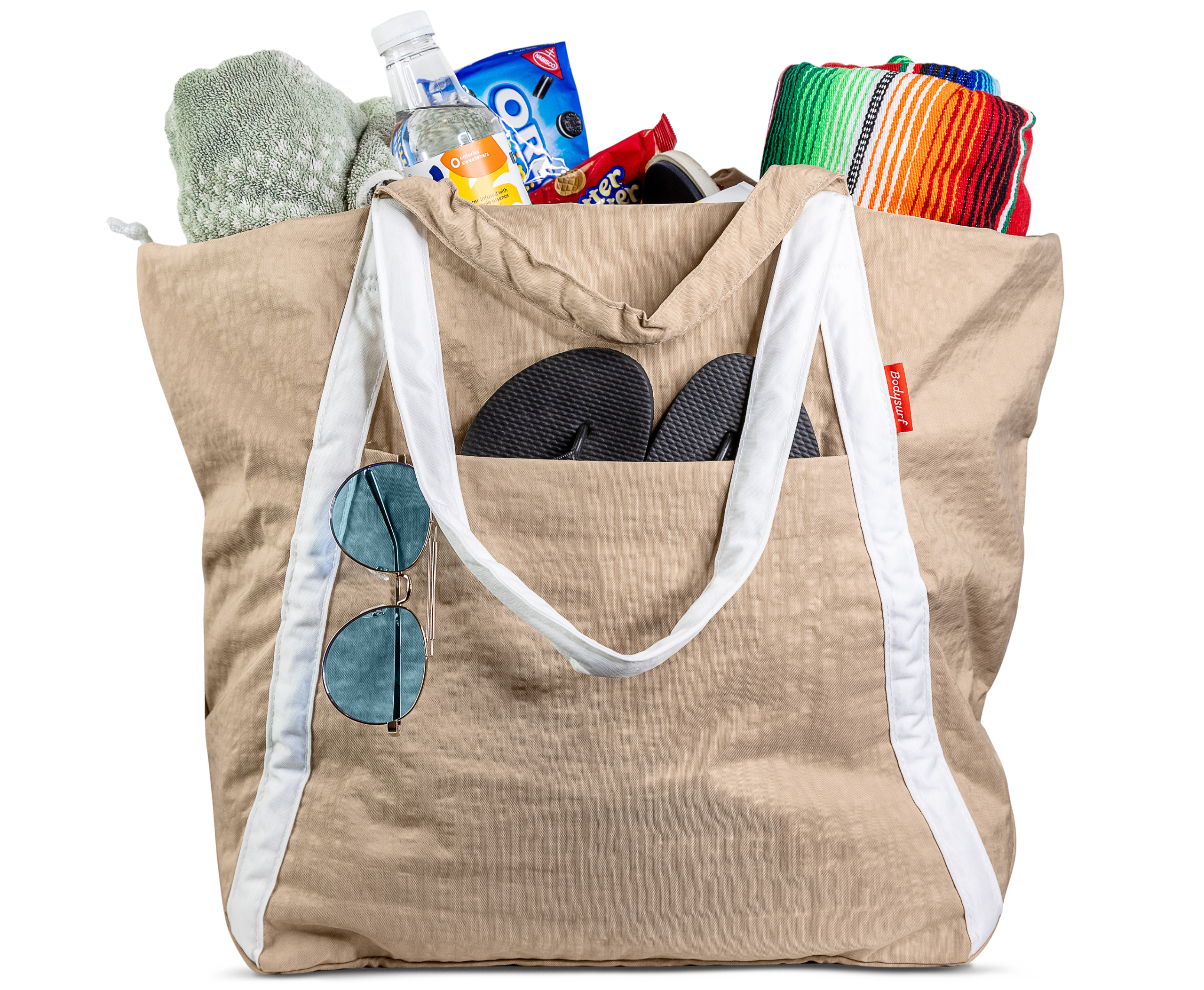 Extra Large Ripstop Nylon Waterproof Beach Bag: Coral