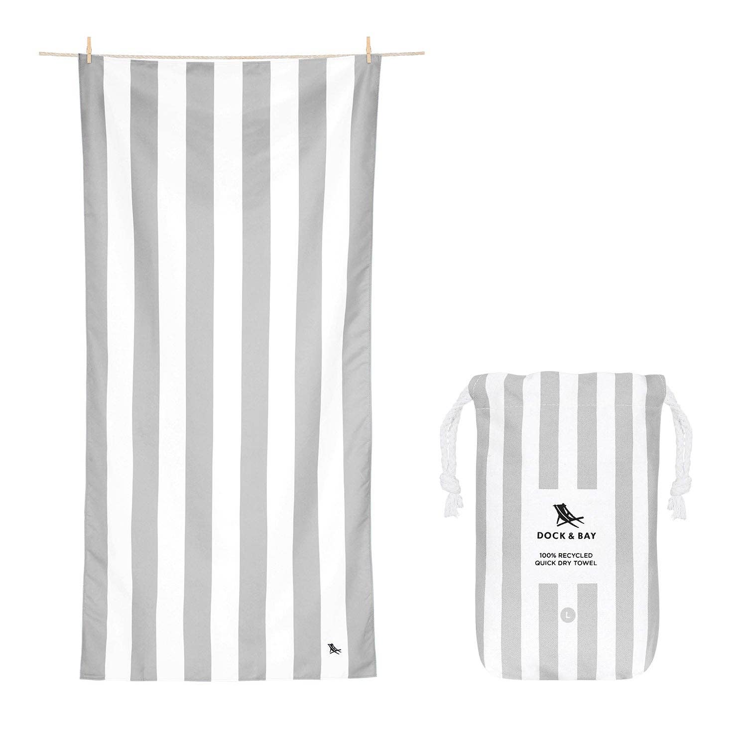Dock &amp; Bay Quick Dry Towels - Cabana - Goa Grey: Large (63x35&quot;)