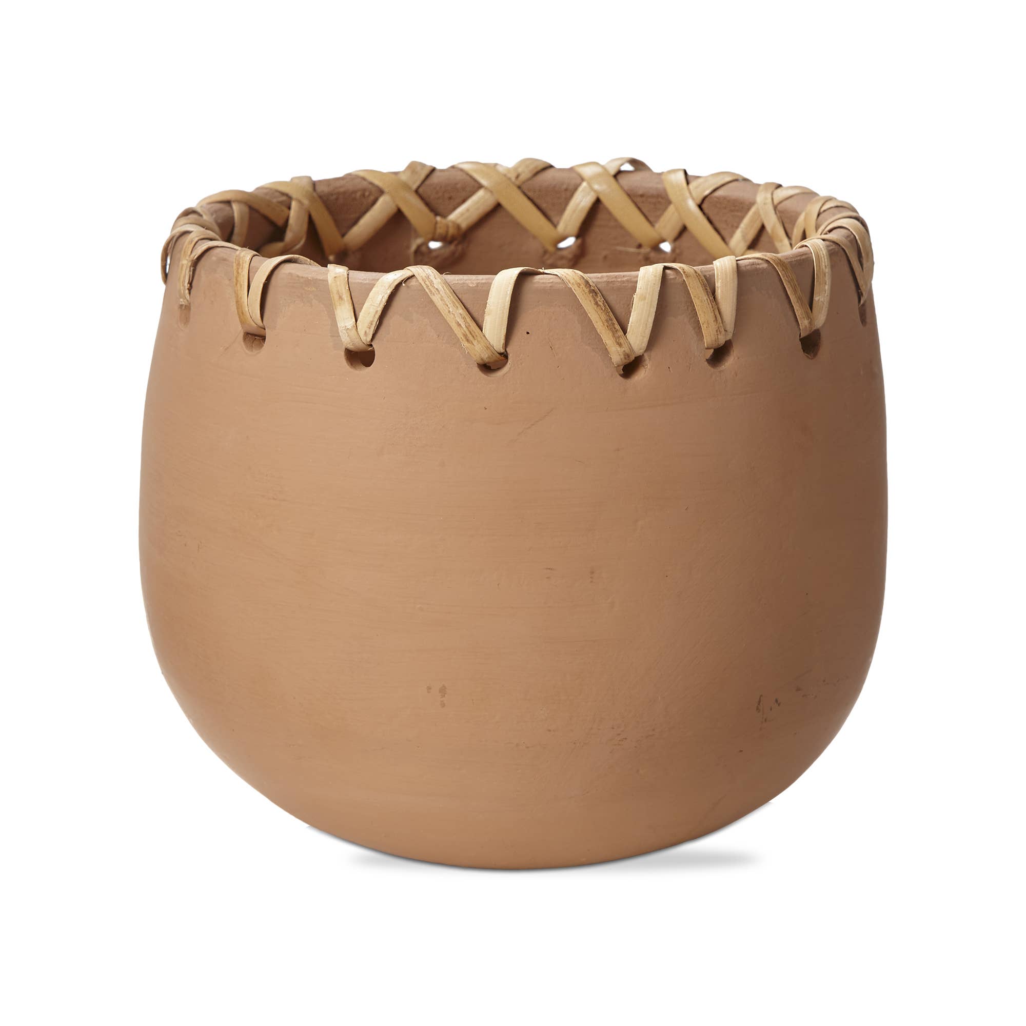 Basketweave Rim Terracotta Planter - Terracotta