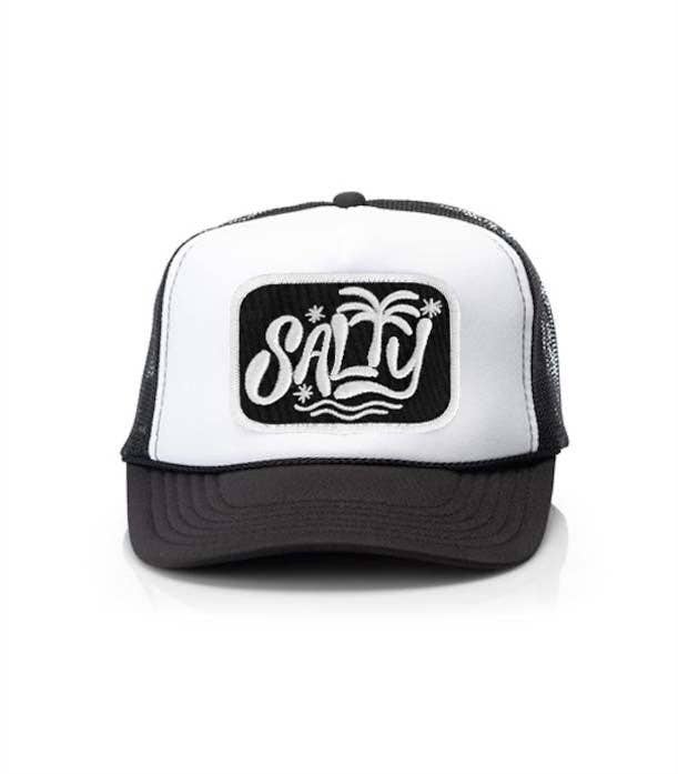 Salty Patch Trucker Hat: Black/White