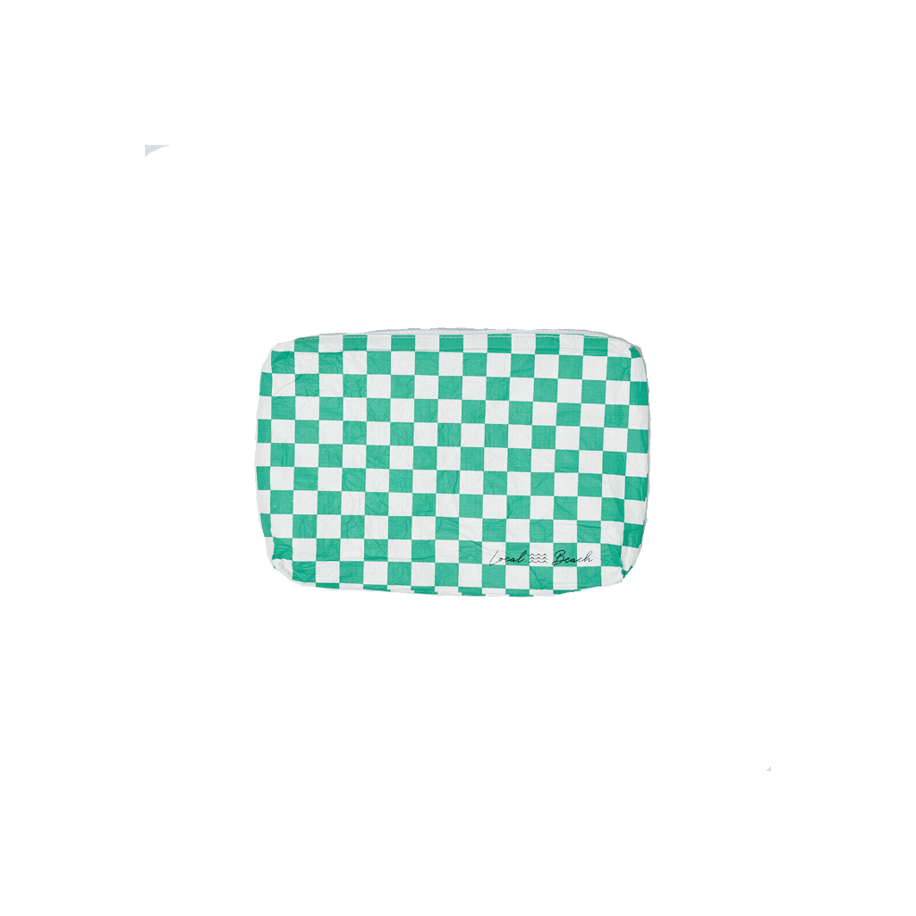 Green Checker Water Resistant Pouch: Green Medium
