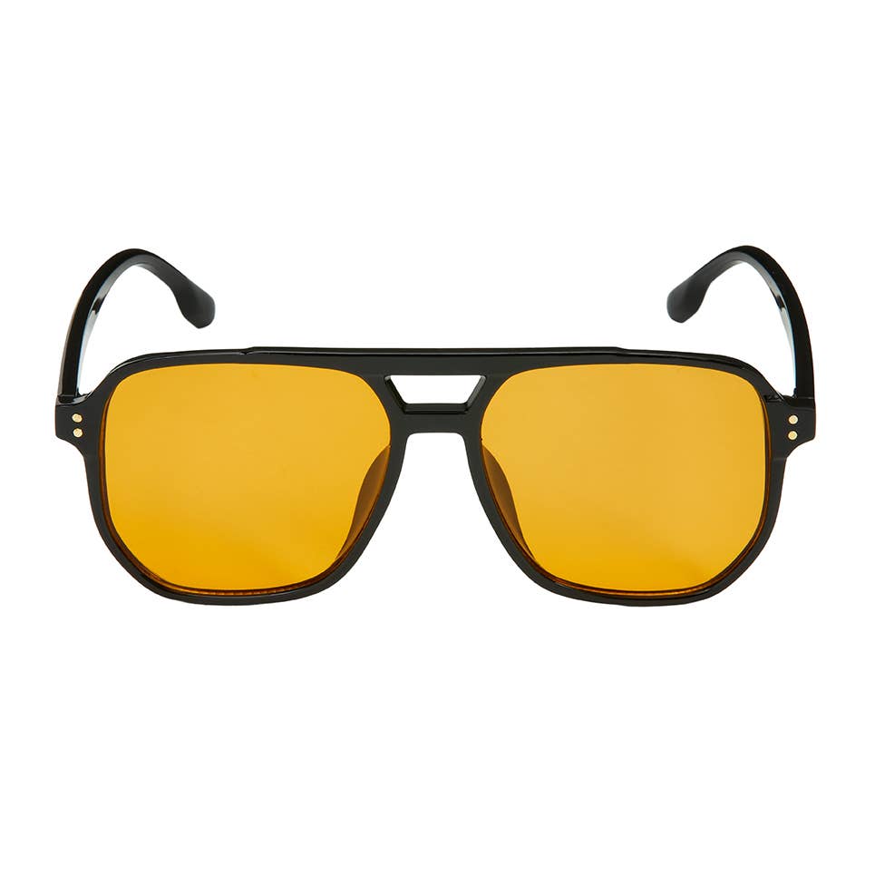 HERITAGE SQUARE AVIATOR - Black with Yellow Lenses