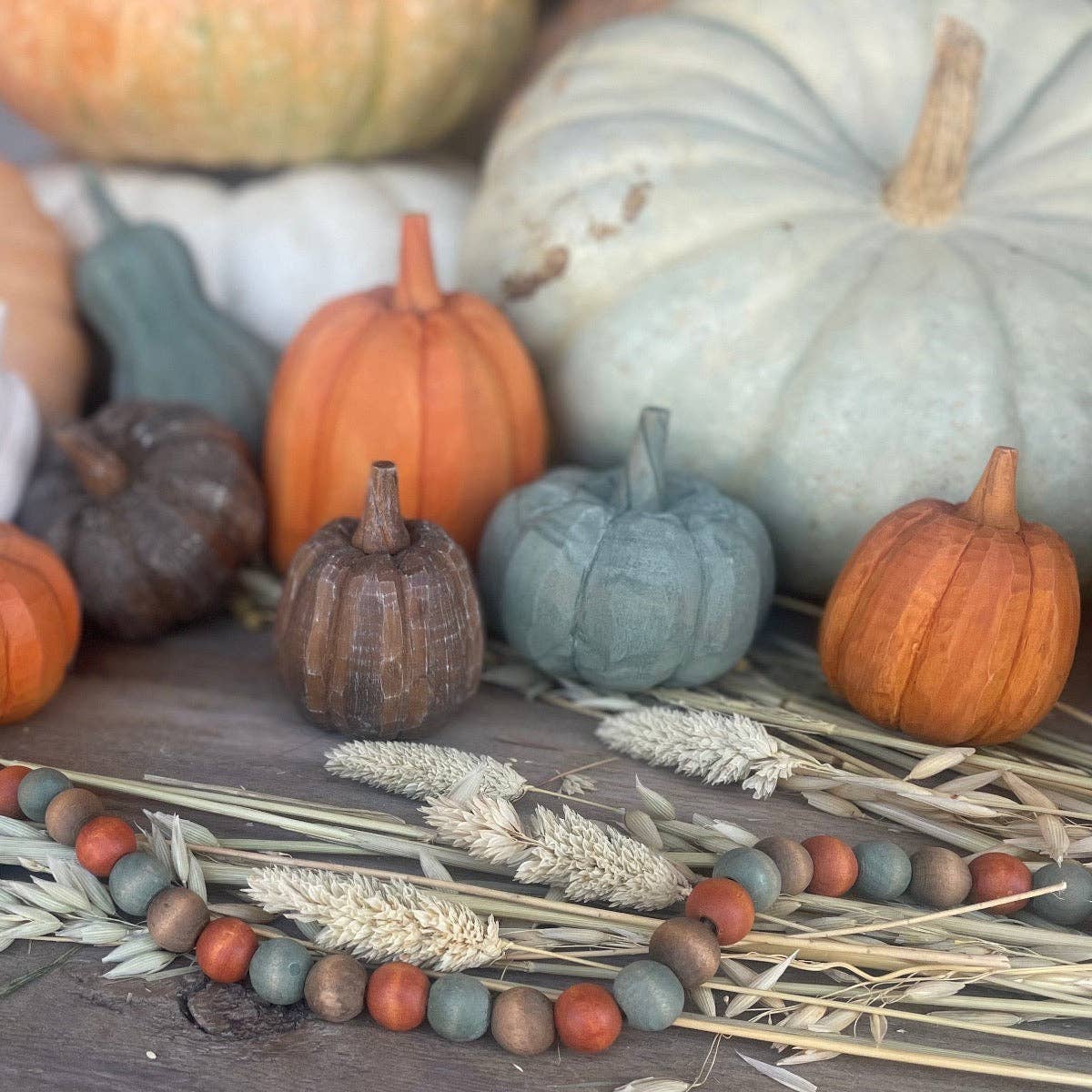 Green 3D Carved Fall Pumpkin
