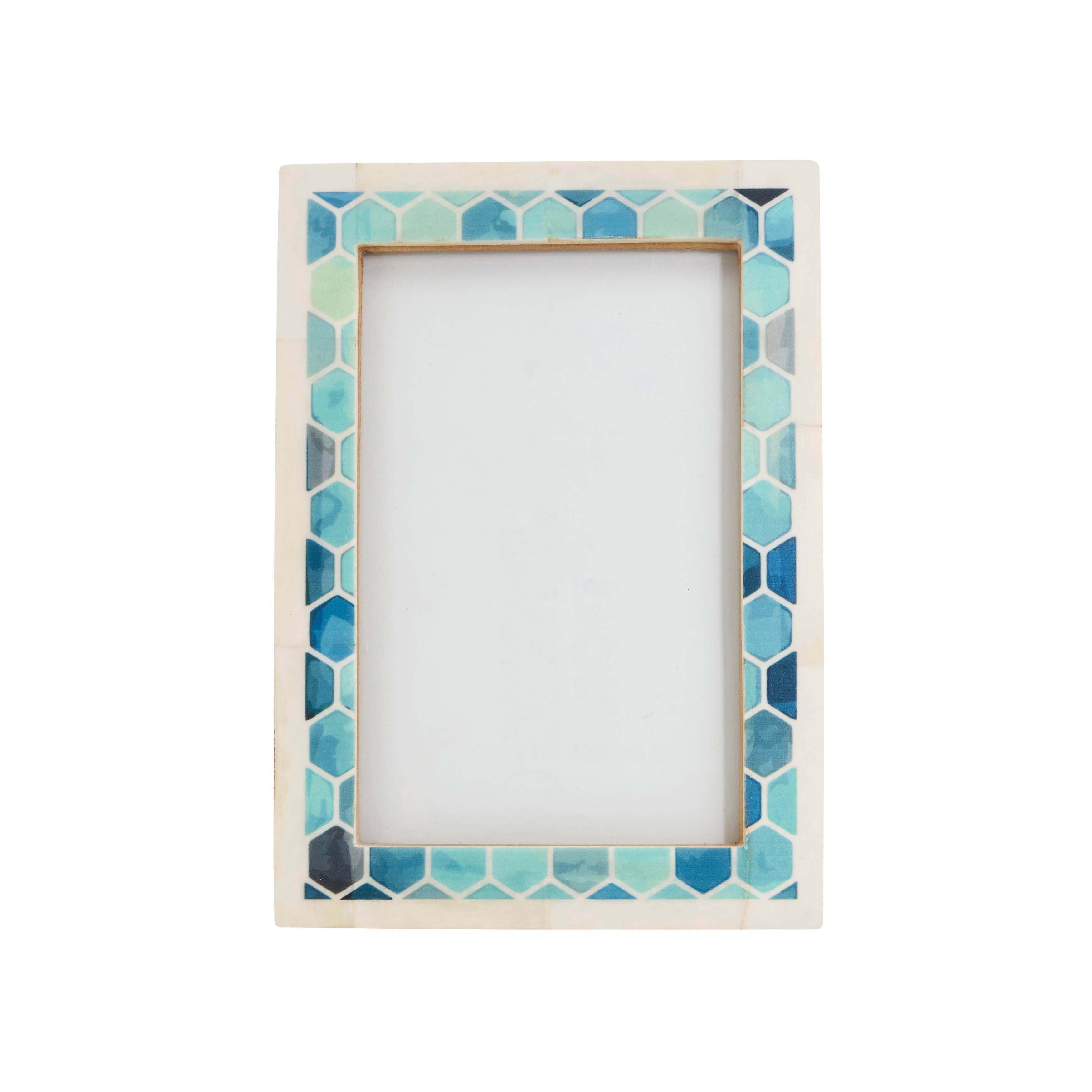 Honeycomb Inspired Bone Photo Frame: Turquoise / 5"x7"