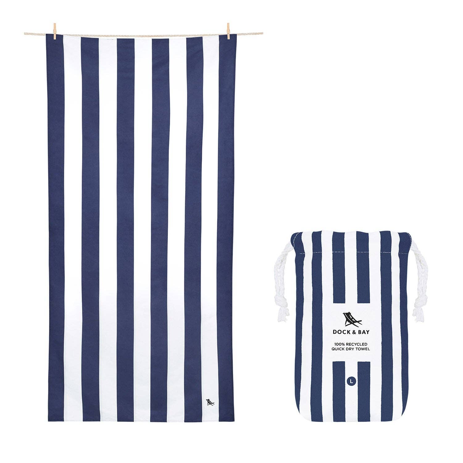 Dock &amp; Bay Quick Dry Towels - Cabana - Whitsunday Blue: Large (63x35&quot;)
