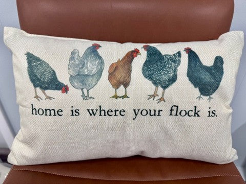 Home is Where Your Flock is - Tan Pillow
